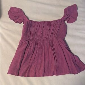 Wishlist Pink Puff Sleeve Smocked Blouse